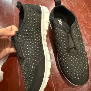 Women Black Slip-On Rhinestone Sneakers 37
